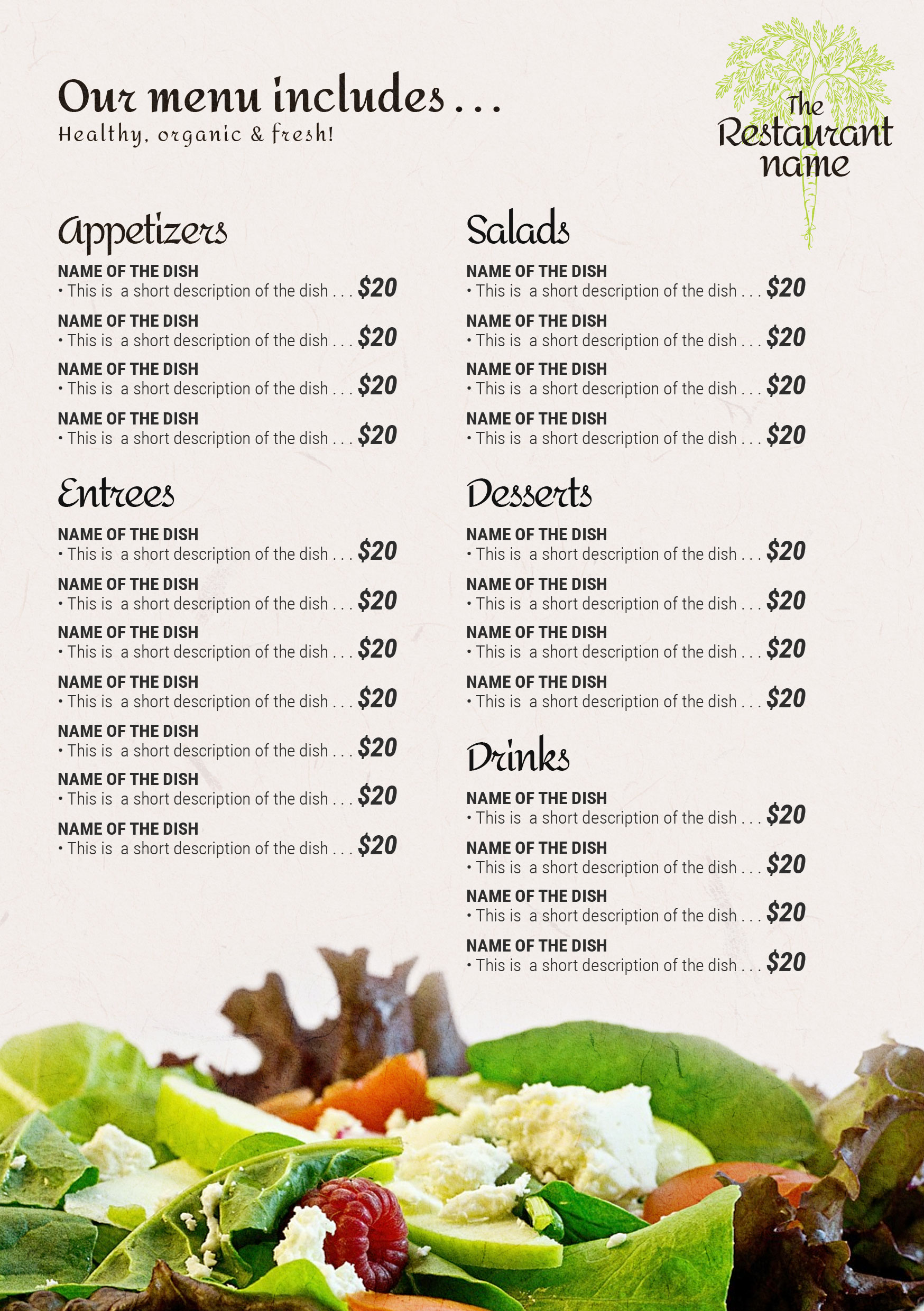 Printable Restaurant Menus